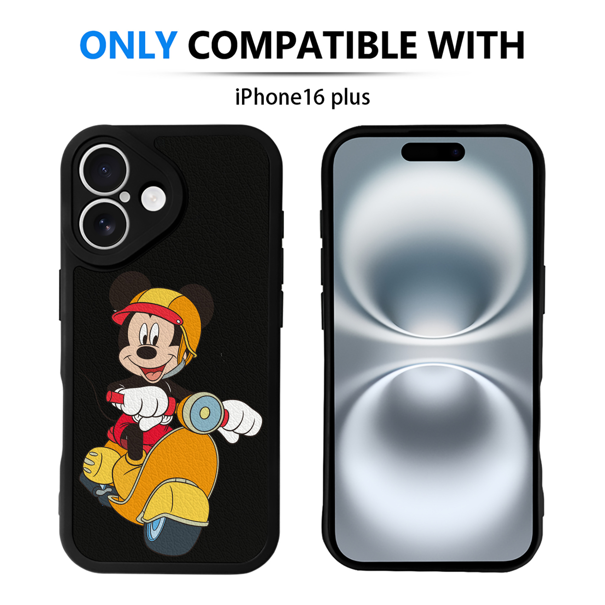 （画像用） ミッキーマウス Mickey Mouse 【iPhone 16シリーズ対応】シリコンスマホケース（レザー調） 材質：シリコン